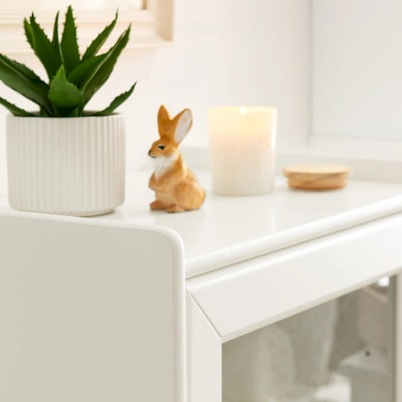 Modern Bathroom Storage Cabinet with Glass Door & Double Adjustable Shelves and Drawer