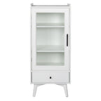 Modern Bathroom Storage Cabinet with Glass Door & Double Adjustable Shelves and Drawer