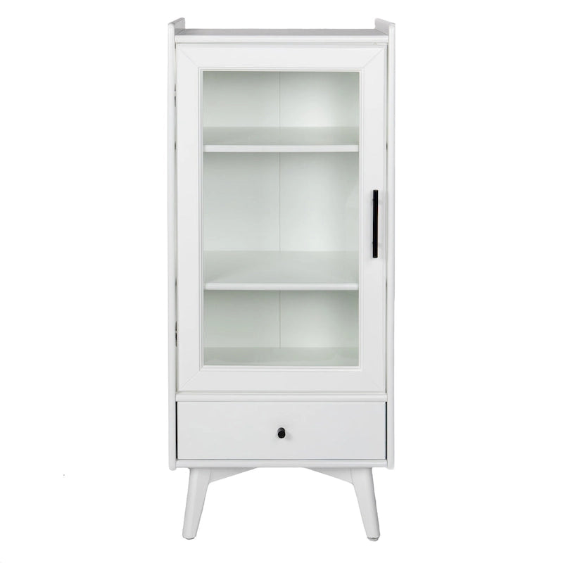 Modern Bathroom Storage Cabinet with Glass Door & Double Adjustable Shelves and Drawer