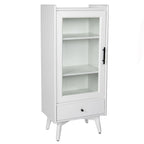 Modern Bathroom Storage Cabinet with Glass Door & Double Adjustable Shelves and Drawer