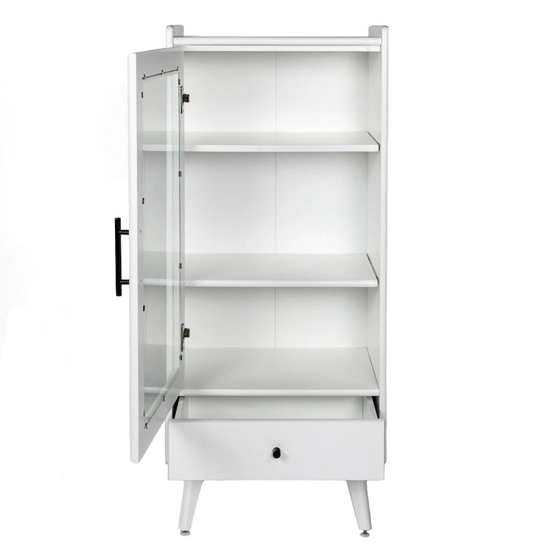 Modern Bathroom Storage Cabinet with Glass Door & Double Adjustable Shelves and Drawer