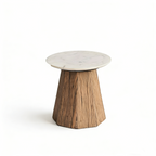 Round Marble Top Coffee Table - 19.5 - Brown and White