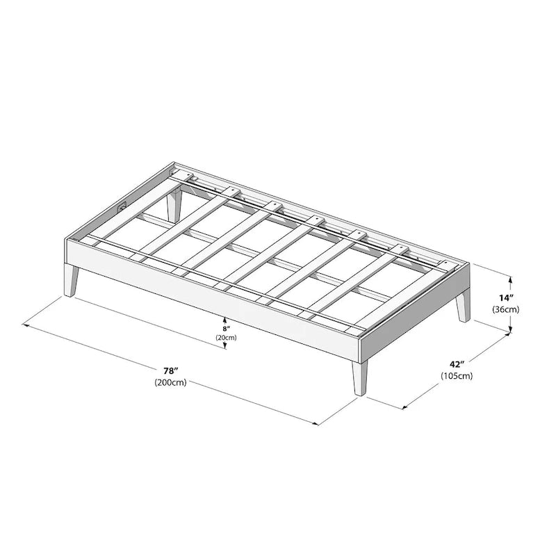 Plank and Beam Twin-Size Platform Bed