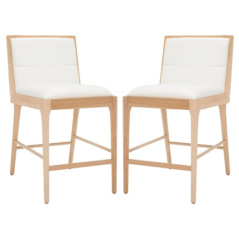 SAFAVIEH Couture Vonne Linen Counter Stool (Set of 2) - 19Wx22Dx36H