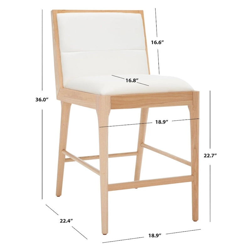 SAFAVIEH Couture Vonne Linen Counter Stool (Set of 2) - 19Wx22Dx36H