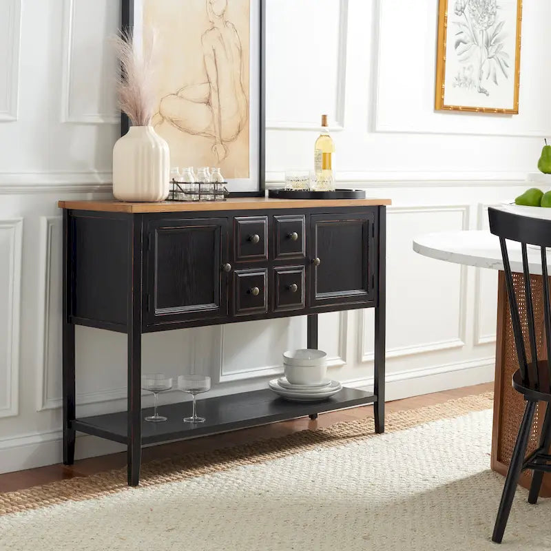 SAFAVIEH Milenija Oak Finish Storage Sideboard - 45.7 x 15 x 34 - 17Wx48Dx22H