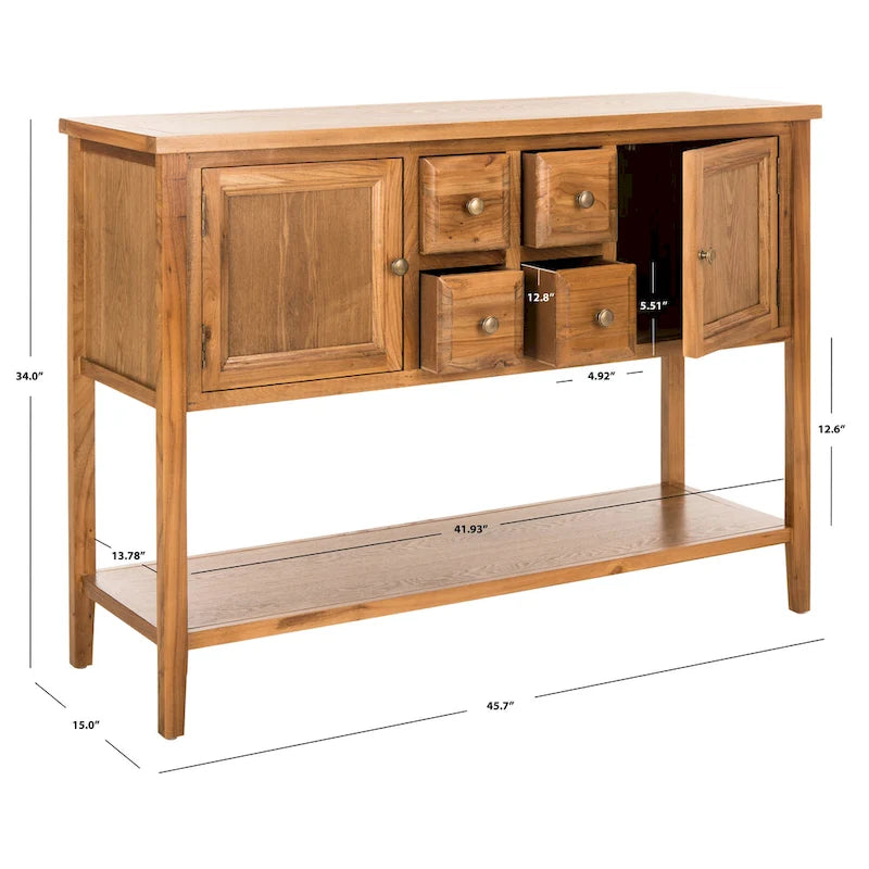 SAFAVIEH Milenija Oak Finish Storage Sideboard - 45.7 x 15 x 34 - 17Wx48Dx22H