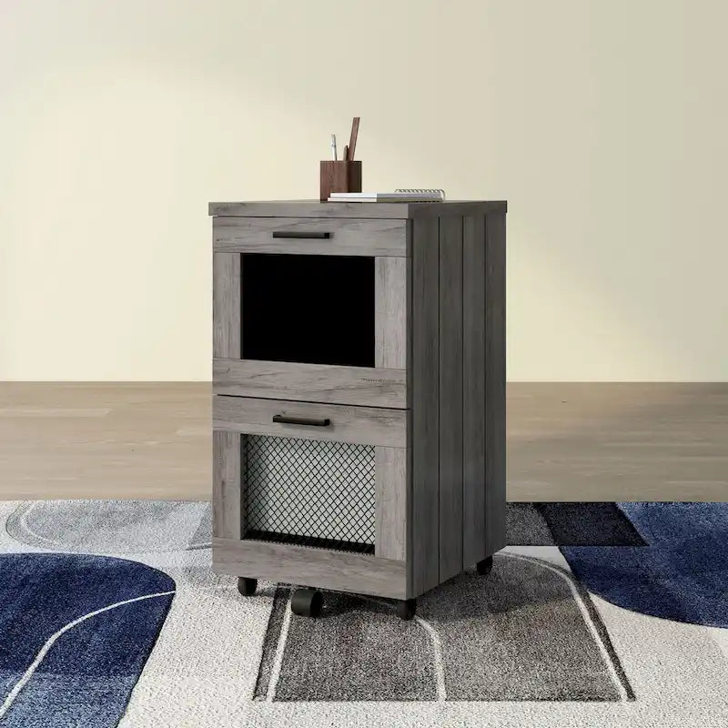 DH BASIC Rustic Grey 2-Drawer File Cabinet by Denhour