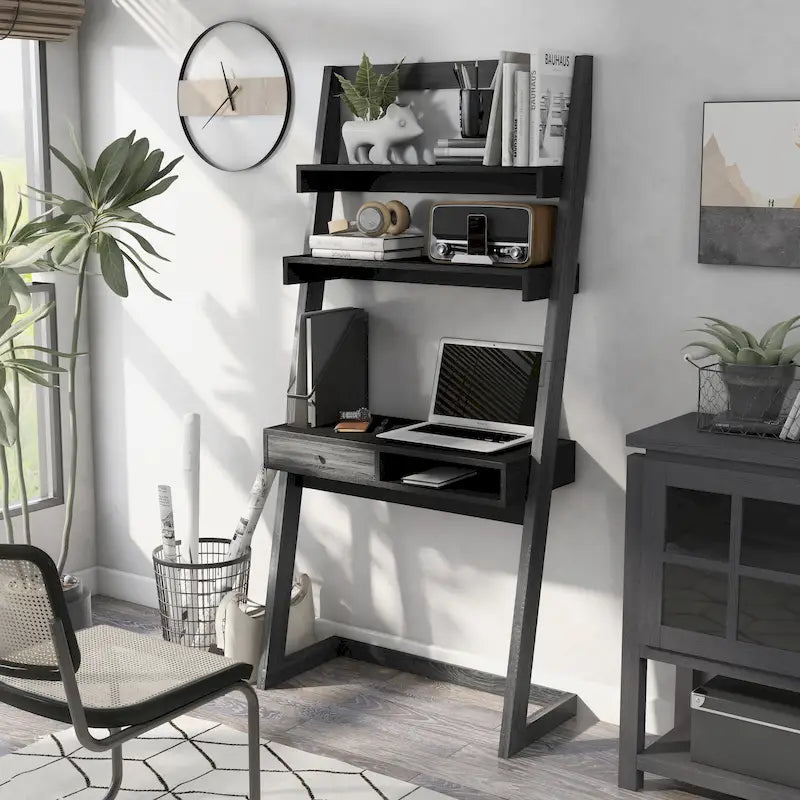 Tali Contemporary 2-Shelf Wall Leaning Desk with Drawer by Furniture of America