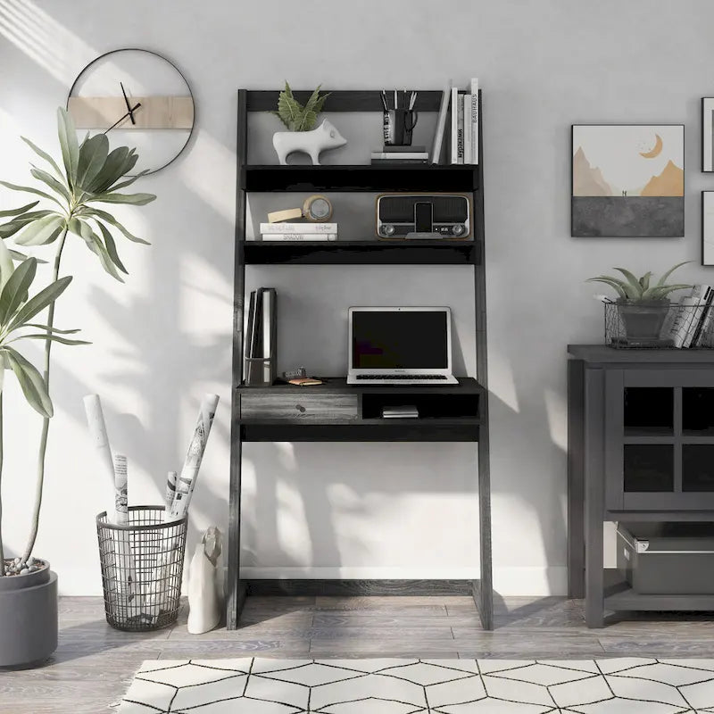 Tali Contemporary 2-Shelf Wall Leaning Desk with Drawer by Furniture of America
