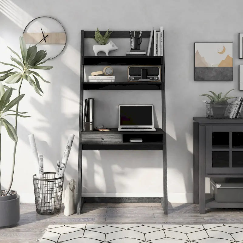 Tali Contemporary 2-Shelf Wall Leaning Desk with Drawer by Furniture of America