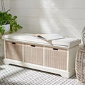 SAFAVIEH Fiorello 3-Drawer with Cushion Storage Bench - 47.3 W x 15 L x 19 H - 47Wx15Dx19H