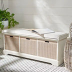 SAFAVIEH Fiorello 3-Drawer with Cushion Storage Bench - 47.3 W x 15 L x 19 H - 47Wx15Dx19H