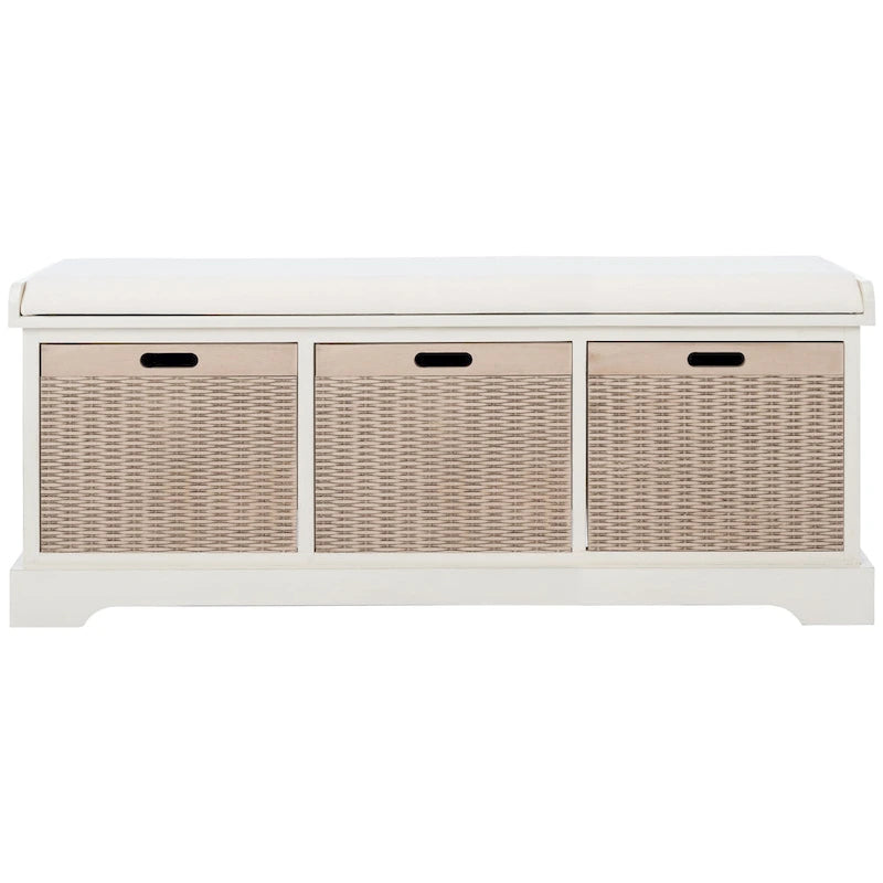 SAFAVIEH Fiorello 3-Drawer with Cushion Storage Bench - 47.3 W x 15 L x 19 H - 47Wx15Dx19H