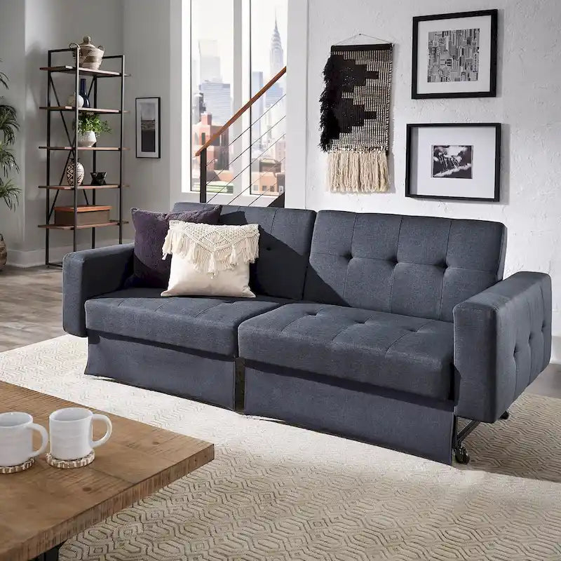 Palatka Full 80 Wide Tufted Fabric Convertible Futon by iNSPIRE Q Classic