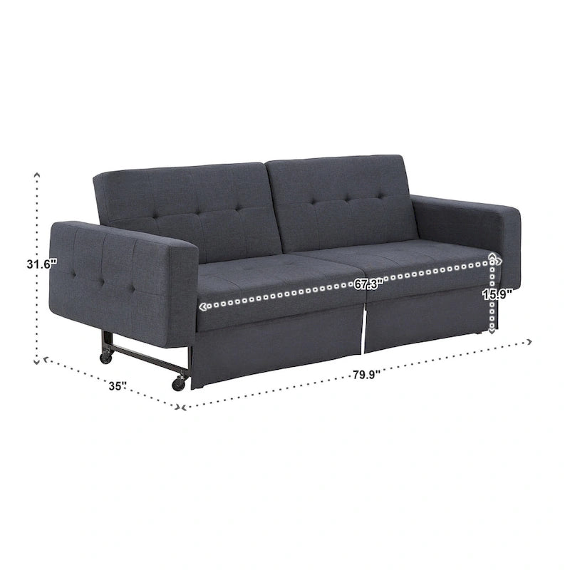 Palatka Full 80 Wide Tufted Fabric Convertible Futon by iNSPIRE Q Classic
