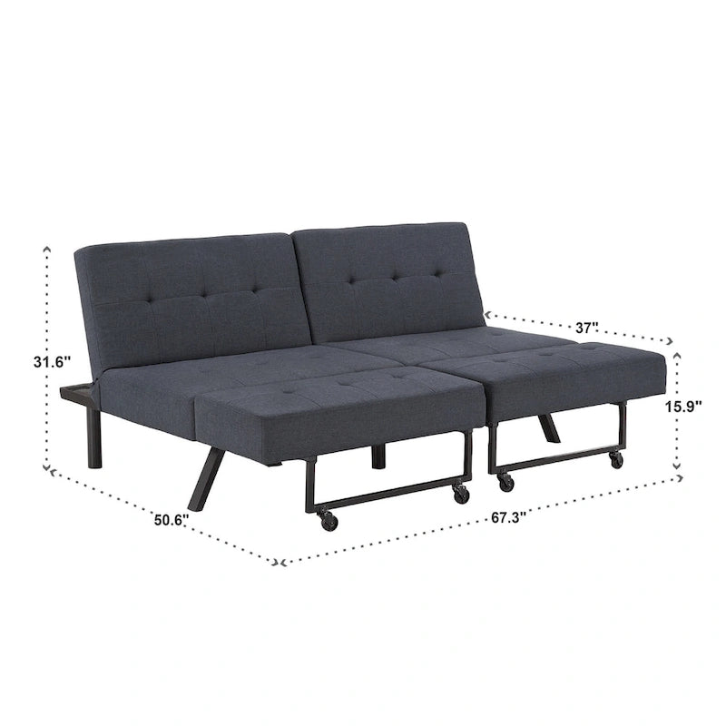 Palatka Full 80 Wide Tufted Fabric Convertible Futon by iNSPIRE Q Classic