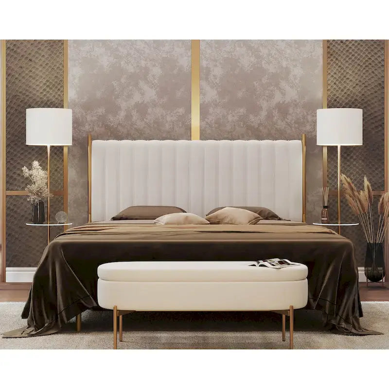 Silver Orchid Flohr Velvet Upholstered King Headboard