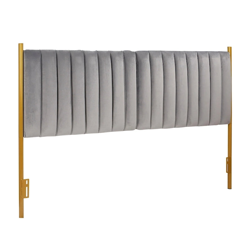 Silver Orchid Flohr Velvet Upholstered King Headboard
