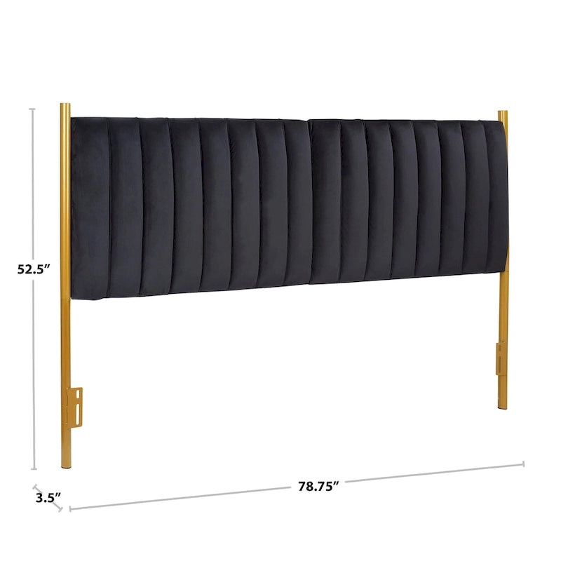 Silver Orchid Flohr Velvet Upholstered King Headboard