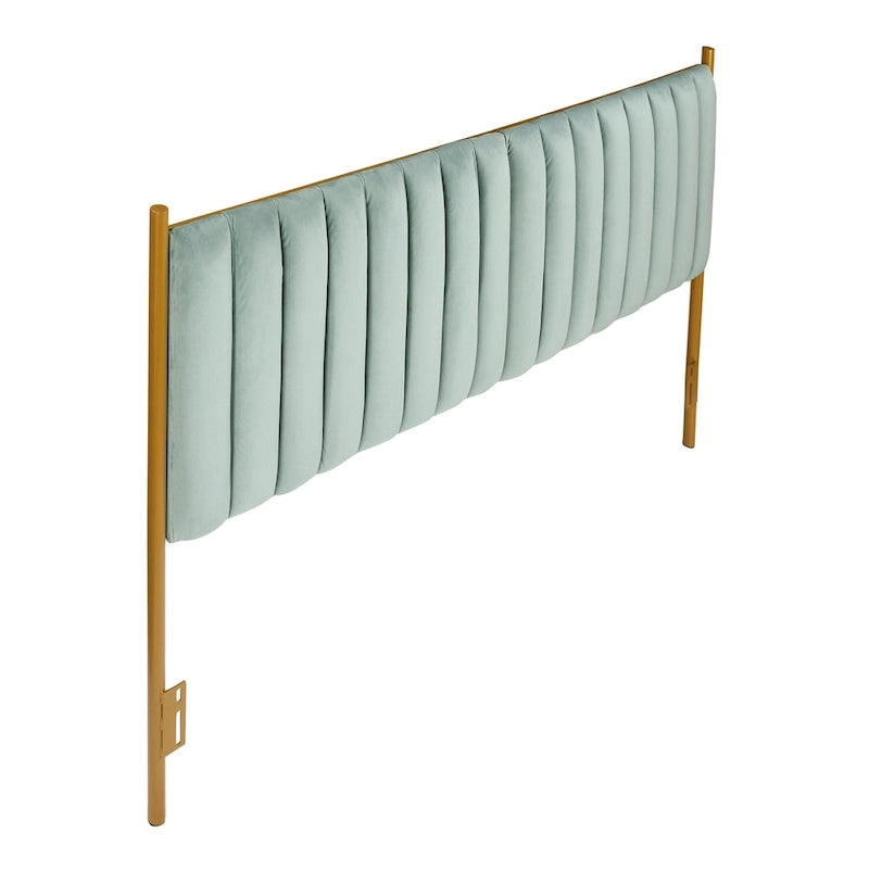 Silver Orchid Flohr Velvet Upholstered King Headboard