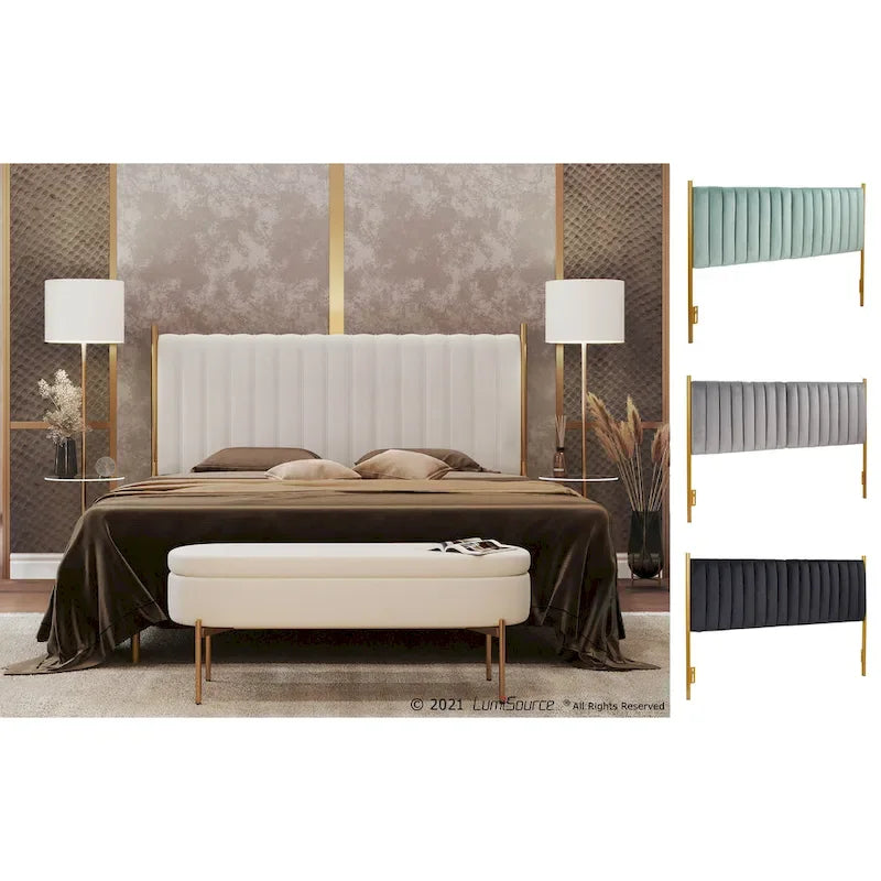 Silver Orchid Flohr Velvet Upholstered King Headboard