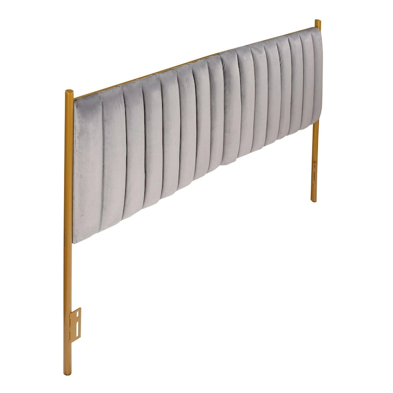Silver Orchid Flohr Velvet Upholstered King Headboard