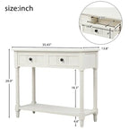 Daisy Series Wood Console Table with Two Drawers and Shelf - 13.80 x 35.43 x 29.90