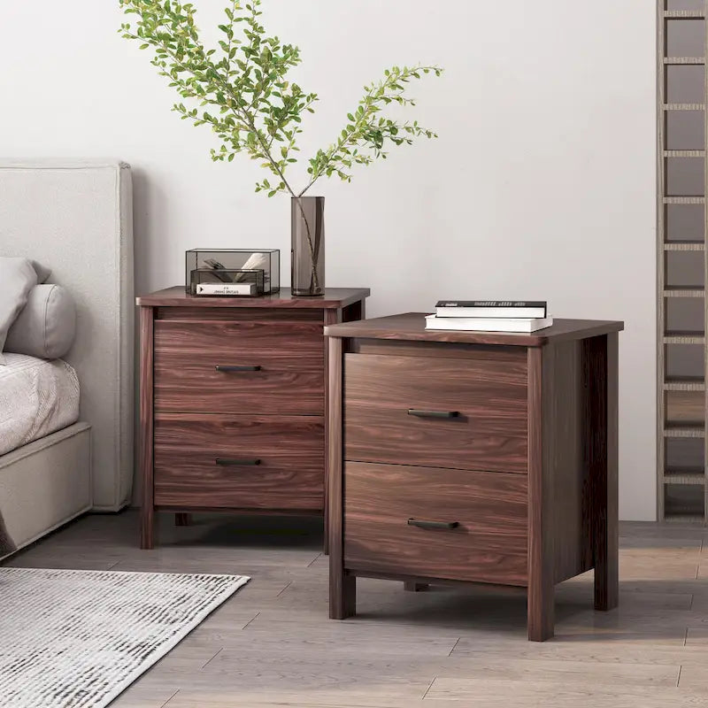 Olimont Faux Wood 2 Drawer Nightstands (Set of 2) by Christopher Knight Home