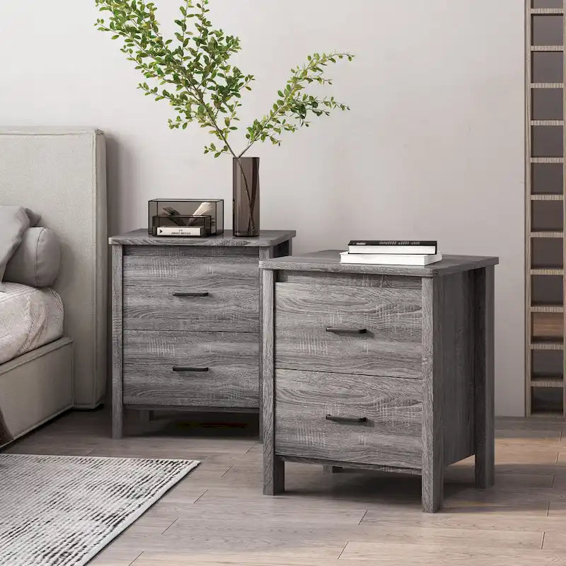 Olimont Faux Wood 2 Drawer Nightstands (Set of 2) by Christopher Knight Home
