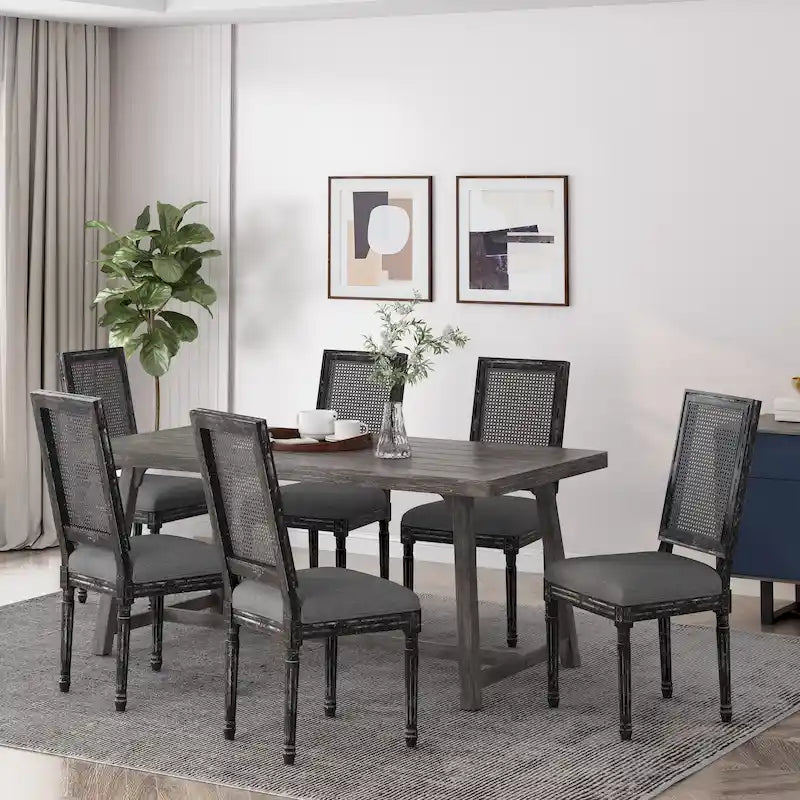 Regina French Country Wood and Cane Upholstered Dining Chair (Set of 6) by Christopher Knight Home
