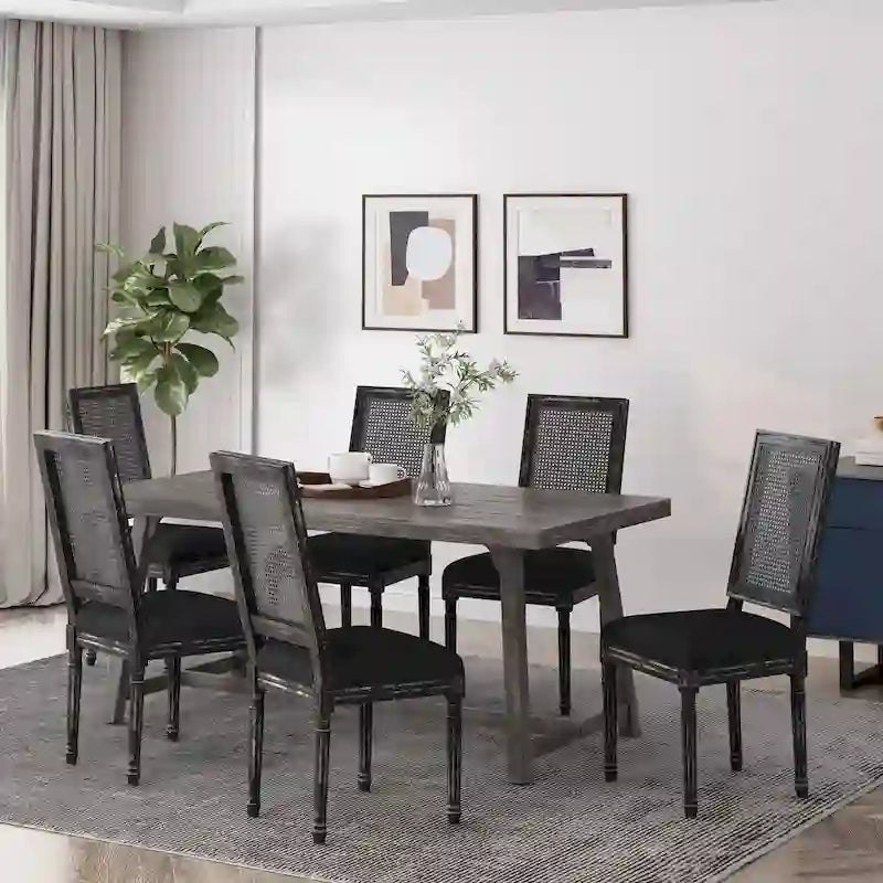 Regina French Country Wood and Cane Upholstered Dining Chair (Set of 6) by Christopher Knight Home