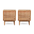 Eakins Handcrafted Boho Acacia Wood Nightstands (Set of 2) by Christopher Knight Home