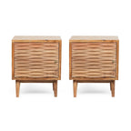 Eakins Handcrafted Boho Acacia Wood Nightstands (Set of 2) by Christopher Knight Home