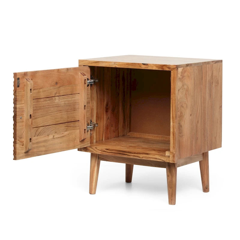 Eakins Handcrafted Boho Acacia Wood Nightstands (Set of 2) by Christopher Knight Home