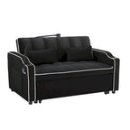 Versatile foldable Velvet sofa bed with Adjustable Back USB Port Phone Stand