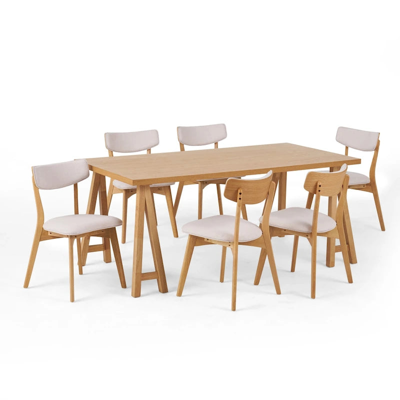 Chazz Mid-Century Modern 7 Piece Dining Set with A-Frame Table by Christopher Knight Home