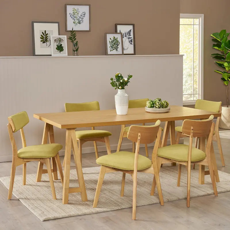 Chazz Mid-Century Modern 7 Piece Dining Set with A-Frame Table by Christopher Knight Home