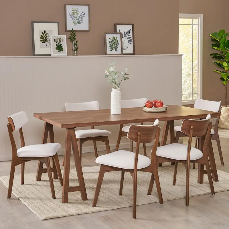 Chazz Mid-Century Modern 7 Piece Dining Set with A-Frame Table by Christopher Knight Home