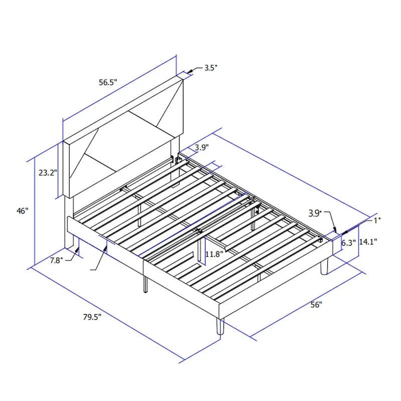 Full Size Upholstered Platform Bed Frame With Headboard