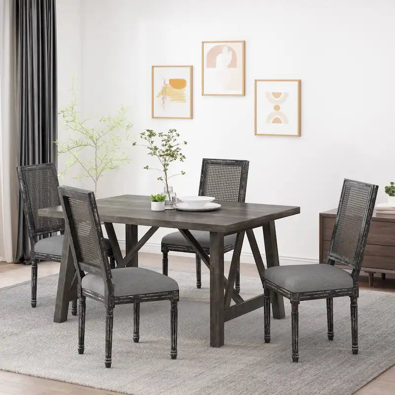 Regina Wood and Cane Upholstered Dining Chair (Set of 4) by Christopher Knight Home
