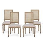 Regina Wood and Cane Upholstered Dining Chair (Set of 4) by Christopher Knight Home