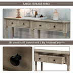 Trexm Console Sofa Table with Two Storage Drawers And Bottom Shelf
