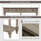 Trexm Console Sofa Table with Two Storage Drawers And Bottom Shelf