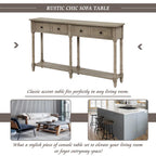 Trexm Console Sofa Table with Two Storage Drawers And Bottom Shelf