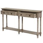 Trexm Console Sofa Table with Two Storage Drawers And Bottom Shelf