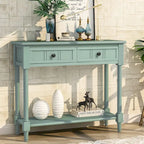 Trexm Console Sofa Table with Two Storage Drawers And Bottom Shelf