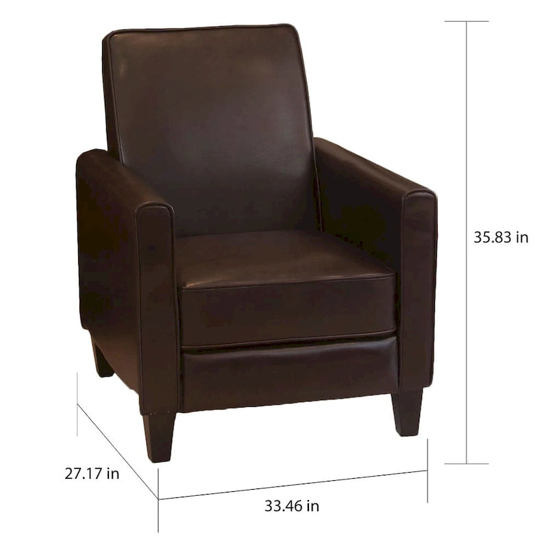 Darvis Black Bonded Leather Recliner Club Chair by Christopher Knight Home