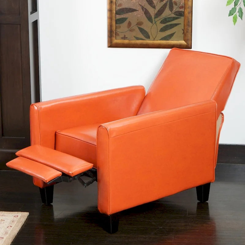 Darvis Black Bonded Leather Recliner Club Chair by Christopher Knight Home