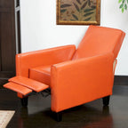Darvis Black Bonded Leather Recliner Club Chair by Christopher Knight Home